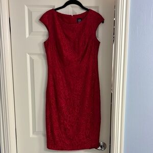 Adrianna Papell Red Lace Midi Dress